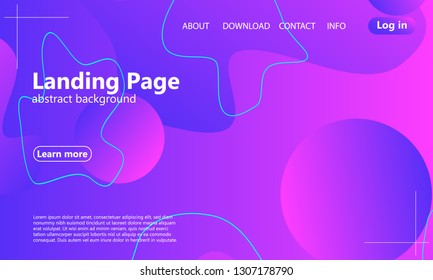 Website landing page. Fluid background. Minimal abstract cover design. Creative colorful wallpaper. Trendy gradient poster. Vector illustration.