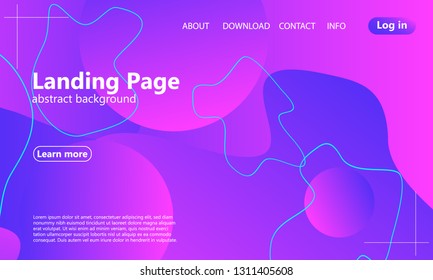 Website landing page. Fluid background. Minimal abstract cover design. Creative colorful wallpaper. Trendy gradient poster. Vector illustration.