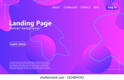 Website landing page. Fluid background. Minimal abstract cover design. Creative colorful wallpaper. Trendy gradient poster. Vector illustration.