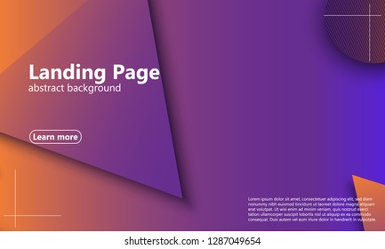 Website landing page. Geometric background. Minimal abstract cover design. Creative colorful wallpaper. Trendy gradient poster. Vector illustration.