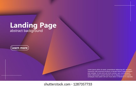 Website landing page. Geometric background. Minimal abstract cover design. Creative colorful wallpaper. Trendy gradient poster. Vector illustration.