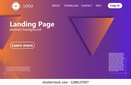Website landing page. Geometric background. Minimal abstract cover design. Creative colorful wallpaper. Trendy gradient poster. Vector illustration.