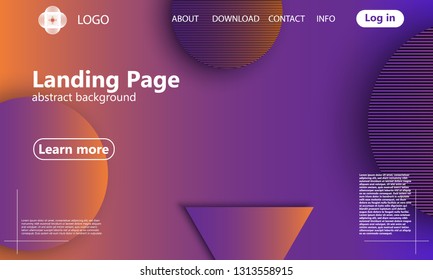 Website landing page. Geometric background. Minimal abstract cover design. Creative colorful wallpaper. Trendy gradient poster. Vector illustration.