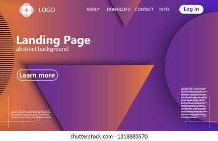 Website landing page. Geometric background. Minimal abstract cover design. Creative colorful wallpaper. Trendy gradient poster. Vector illustration.