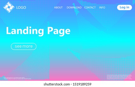 Website landing page. Geometric background. Minimal abstract cover design. Creative colorful wallpaper. Trendy gradient poster. Vector illustration.