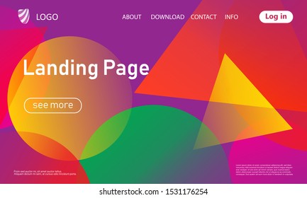Website landing page. Geometric background. Minimal abstract cover design. Creative colorful wallpaper. Trendy gradient poster. Vector illustration.