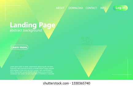 Website landing page. Geometric green background. Minimal abstract cover design. Creative colorful wallpaper. Trendy gradient poster. Vector illustration.