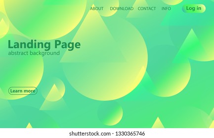 Website landing page. Geometric green background. Minimal abstract cover design. Creative colorful wallpaper. Trendy gradient poster. Vector illustration.