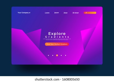 Website Landing Page with gradient colorful Background. Modern design. Easy editable For landing page, banner, website, homepage, card, ui, or apps. Vector illustration