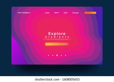 Website Landing Page with gradient colorful Background. Modern design. Easy editable For landing page, banner, website, homepage, card, ui, or apps. Vector illustration