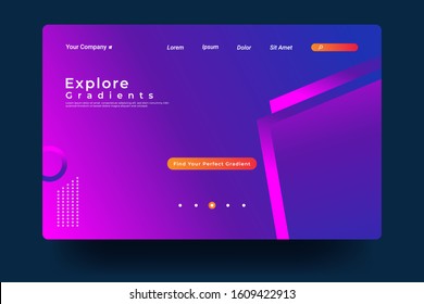 Website Landing Page with gradient colorful Background. Modern design. Easy editable For landing page, banner, website, homepage, card, ui, or apps. Vector illustration