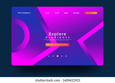 Website Landing Page with gradient colorful Background. Modern design. Easy editable For landing page, banner, website, homepage, card, ui, or apps. Vector illustration