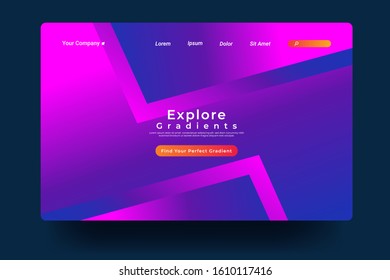 Website Landing Page with gradient colorful Background. Modern design. Easy editable For landing page, banner, website, homepage, card, ui, or apps. Vector illustration