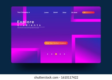 Website Landing Page with gradient colorful Background. Modern design. Easy editable For landing page, banner, website, homepage, card, ui, or apps. Vector illustration