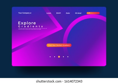 Website Landing Page with gradient colorful Background. Modern design. Easy editable For landing page, banner, website, homepage, card, ui, or apps. Vector illustration