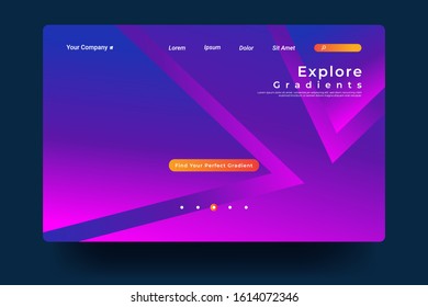 Website Landing Page with gradient colorful Background. Modern design. Easy editable For landing page, banner, website, homepage, card, ui, or apps. Vector illustration