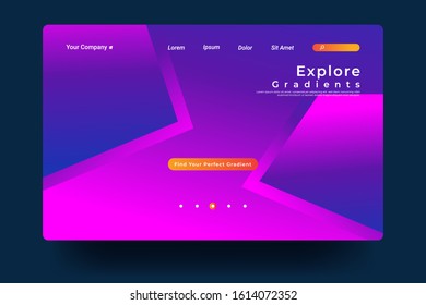 Website Landing Page with gradient colorful Background. Modern design. Easy editable For landing page, banner, website, homepage, card, ui, or apps. Vector illustration