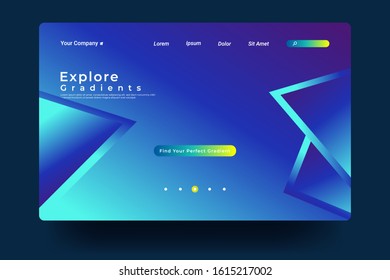 Website Landing Page with gradient colorful Background. Modern design. Easy editable For landing page, banner, website, homepage, card, ui, or apps. Vector illustration