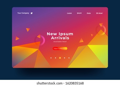 Website Landing Page with gradient colorful Background. Modern design. Easy editable For landing page, banner, website, homepage, card, ui, or apps. Vector illustration