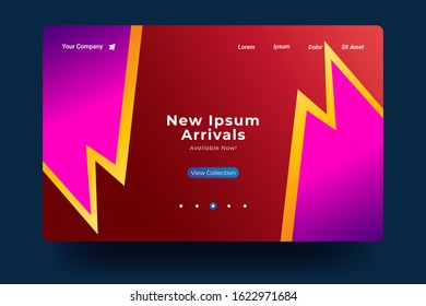 Website Landing Page with gradient colorful Background. Modern design. Easy editable For landing page, banner, website, homepage, card, ui, or apps. Vector illustration