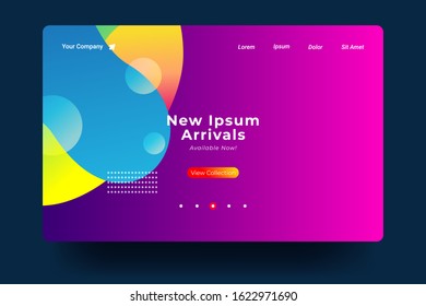 Website Landing Page with gradient colorful Background. Modern design. Easy editable For landing page, banner, website, homepage, card, ui, or apps. Vector illustration