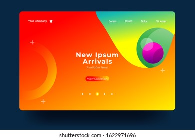 Website Landing Page with gradient colorful Background. Modern design. Easy editable For landing page, banner, website, homepage, card, ui, or apps. Vector illustration