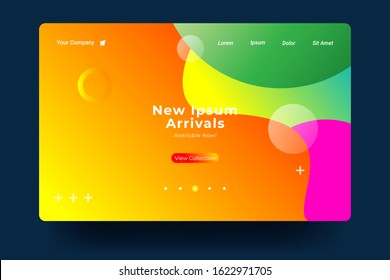 Website Landing Page with gradient colorful Background. Modern design. Easy editable For landing page, banner, website, homepage, card, ui, or apps. Vector illustration