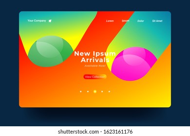 Website Landing Page with gradient colorful Background. Modern design. Easy editable For landing page, banner, website, homepage, card, ui, or apps. Vector illustration