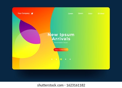 Website Landing Page with gradient colorful Background. Modern design. Easy editable For landing page, banner, website, homepage, card, ui, or apps. Vector illustration