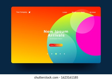 Website Landing Page with gradient colorful Background. Modern design. Easy editable For landing page, banner, website, homepage, card, ui, or apps. Vector illustration