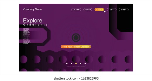 Website Landing Page with gradient colorful Background. Modern design. Easy editable For landing page, banner, website, homepage, card, ui, or apps. Vector illustration