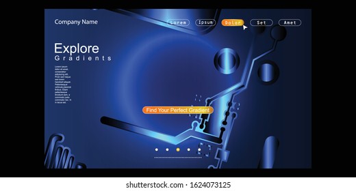 Website Landing Page with gradient colorful Background. Modern design. Easy editable For landing page, banner, website, homepage, card, ui, or apps. Vector illustration