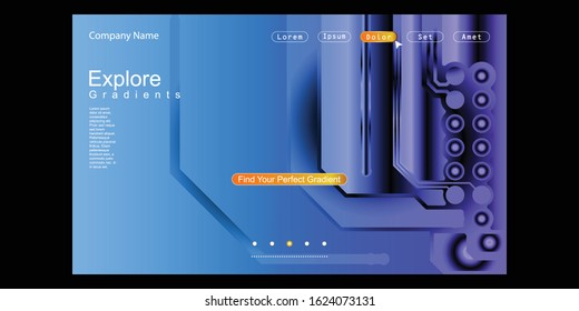 Website Landing Page with gradient colorful Background. Modern design. Easy editable For landing page, banner, website, homepage, card, ui, or apps. Vector illustration