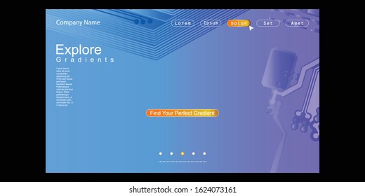 Website Landing Page with gradient colorful Background. Modern design. Easy editable For landing page, banner, website, homepage, card, ui, or apps. Vector illustration