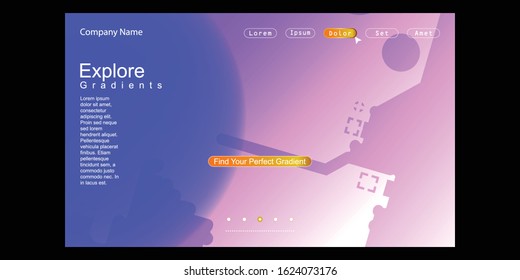 Website Landing Page with gradient colorful Background. Modern design. Easy editable For landing page, banner, website, homepage, card, ui, or apps. Vector illustration