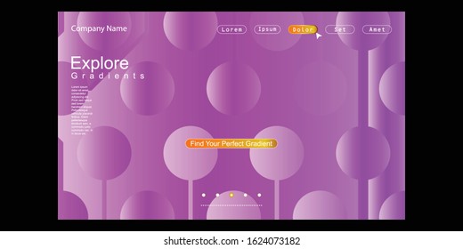 Website Landing Page with gradient colorful Background. Modern design. Easy editable For landing page, banner, website, homepage, card, ui, or apps. Vector illustration