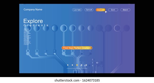 Website Landing Page with gradient colorful Background. Modern design. Easy editable For landing page, banner, website, homepage, card, ui, or apps. Vector illustration