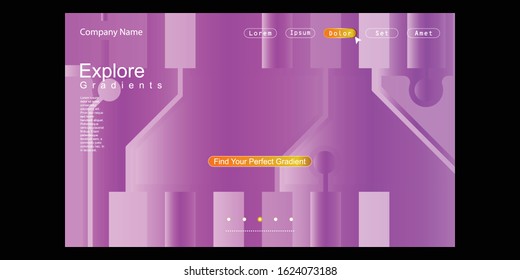 Website Landing Page with gradient colorful Background. Modern design. Easy editable For landing page, banner, website, homepage, card, ui, or apps. Vector illustration