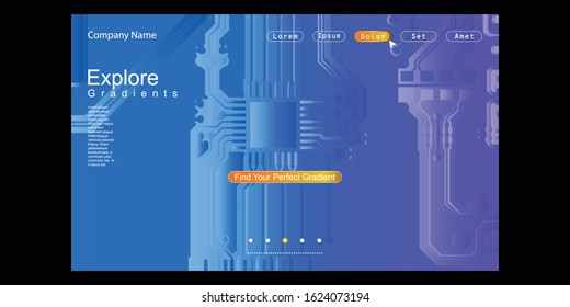 Website Landing Page with gradient colorful Background. Modern design. Easy editable For landing page, banner, website, homepage, card, ui, or apps. Vector illustration
