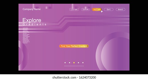 Website Landing Page with gradient colorful Background. Modern design. Easy editable For landing page, banner, website, homepage, card, ui, or apps. Vector illustration