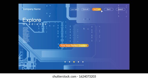 Website Landing Page with gradient colorful Background. Modern design. Easy editable For landing page, banner, website, homepage, card, ui, or apps. Vector illustration