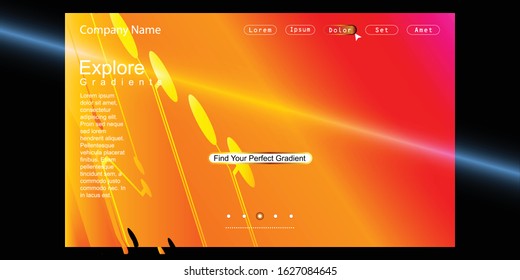 Website Landing Page with gradient colorful Background. Modern design. Easy editable For landing page, banner, website, homepage, card, ui, or apps. Vector illustration