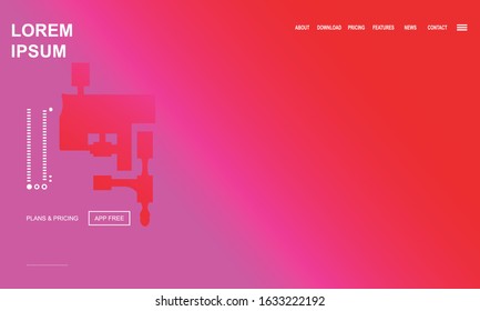 Website Landing Page with gradient colorful Background.  Easy editable For landing page, banner, website, homepage, card, ui, or apps. Vector illustration