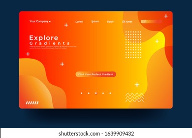 Website Landing Page with gradient colorful Background. Modern design. Easy editable For landing page, banner, website. Vector illustration