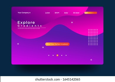 Página de inicio del sitio web con fondo de color degradado. Diseño moderno. Fácil de editar Para página de inicio, banner, sitio web. Ilustración del vector