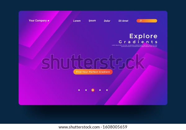 Website Landing Page Mit Farbverlauf Bunter Hintergrund Stock Vektorgrafik Lizenzfrei