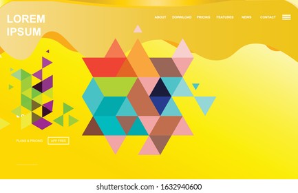 Website Landing Page with gradient and geometri colorful Background.  Easy editable For landing page, banner, website, homepage, card, ui, or apps. Vector illustration