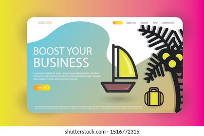 Website landing page with Holiday concept for marketing, business, mobile app. Holiday Web template for business. Template web page vector illustration.