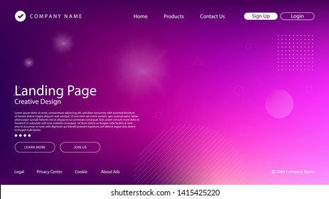 Website landing page illustration. Abstract modern vector background. Composition with fluid and geometric shape and gradient colors motion.