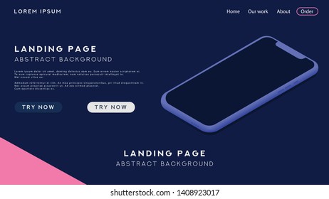 website landing page mobile app, app developer, simple minimalis design, website Template, simple design cool color. Vector- background.